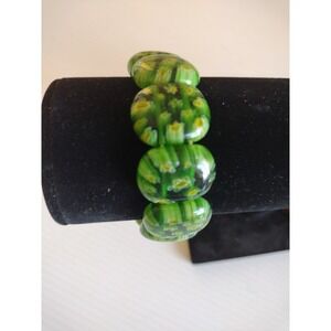 Unbranded‎ Bracelet Woman's One Size Green Glass Elastic Bohemian